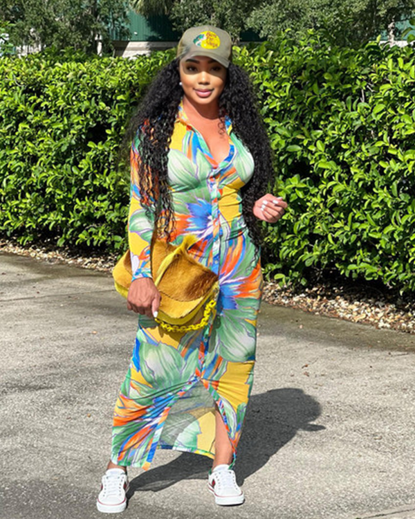 FLORAL WAVE MAXI DRESS