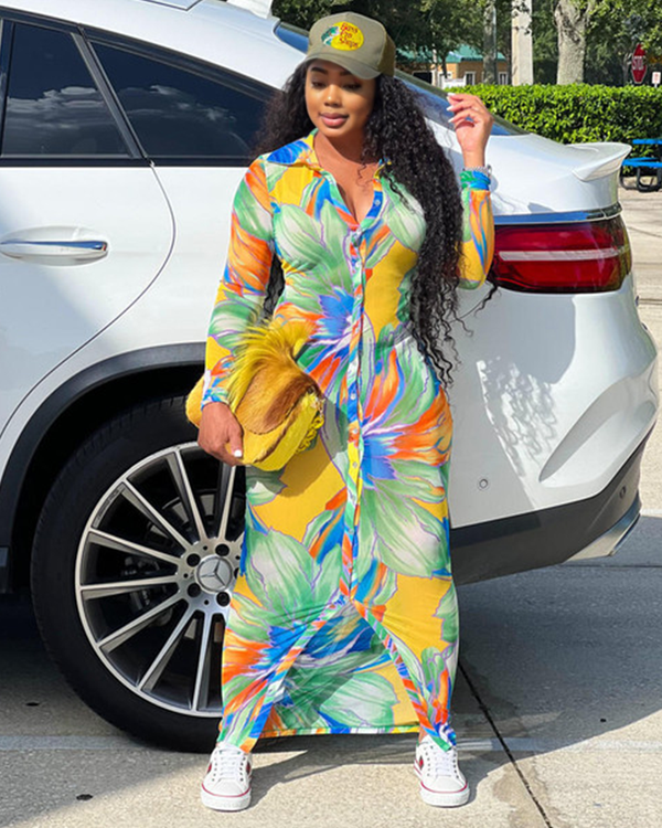 FLORAL WAVE MAXI DRESS