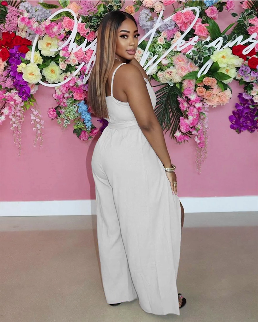 Solid Color Casual Jumpsuit