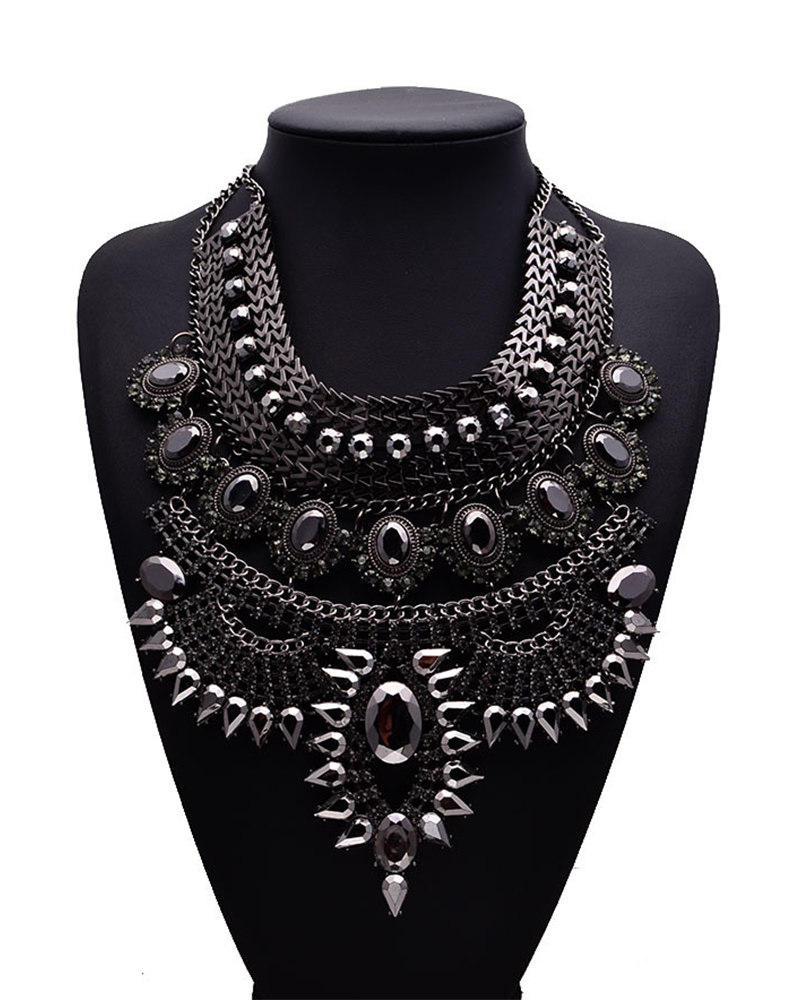 Floral Jeweled Choker Necklace