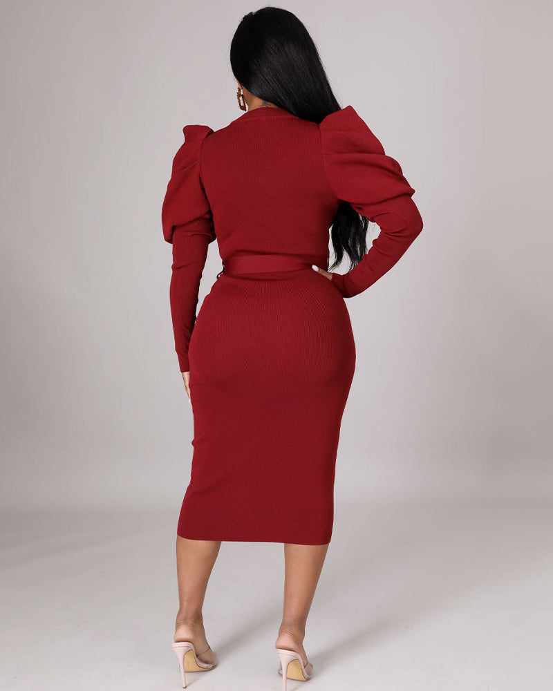 Elegant long sleeve slim dress