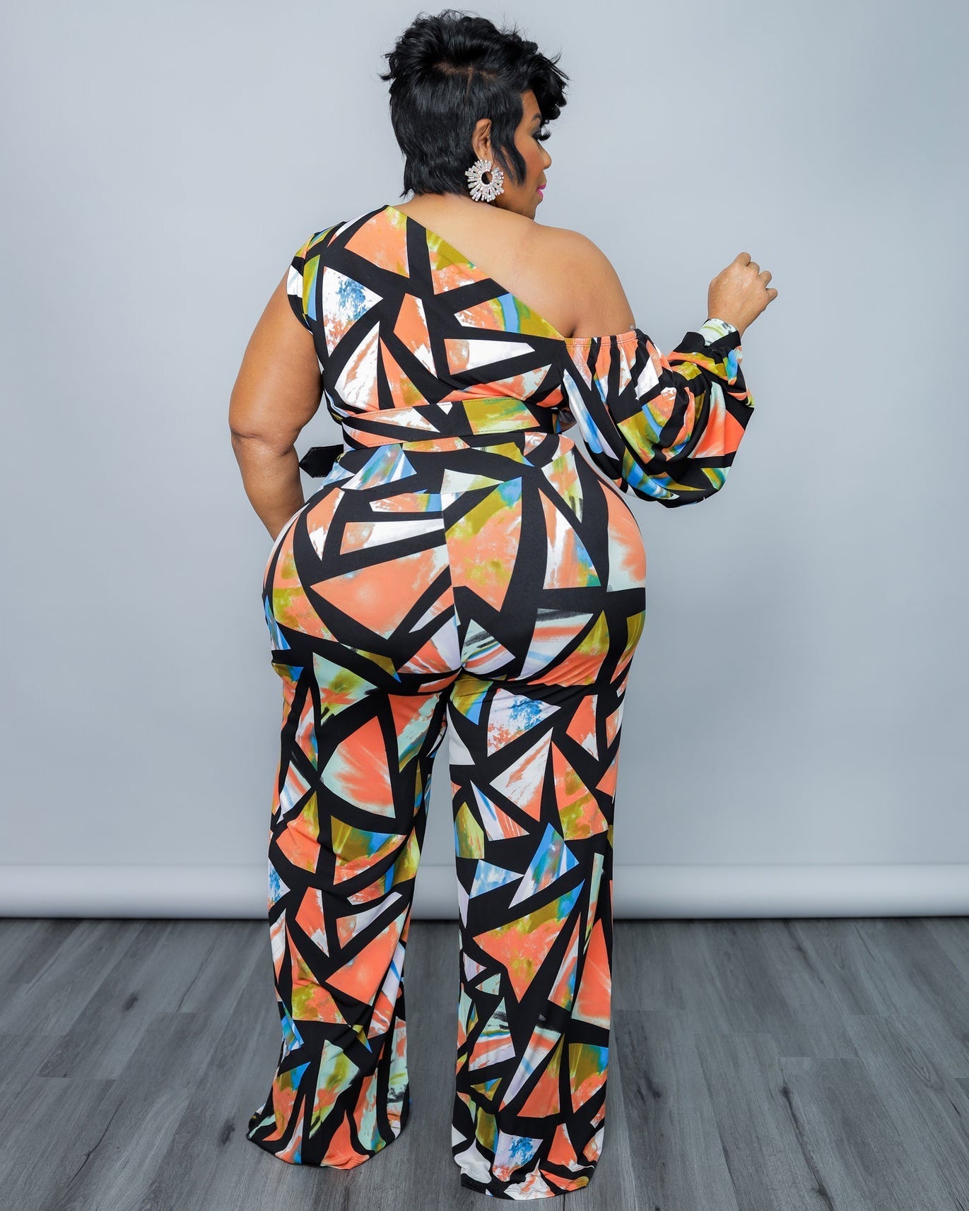 Print Cold Shoulder Jumpsuit