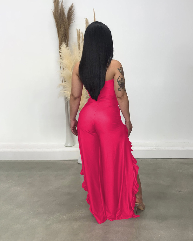 Wrap Chest Ruffled Jumpsuit