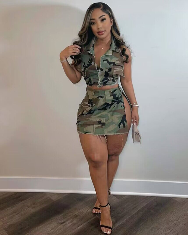 Camo Mini Skirt Set