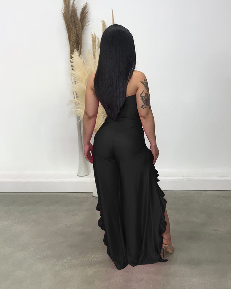 Wrap Chest Ruffled Jumpsuit