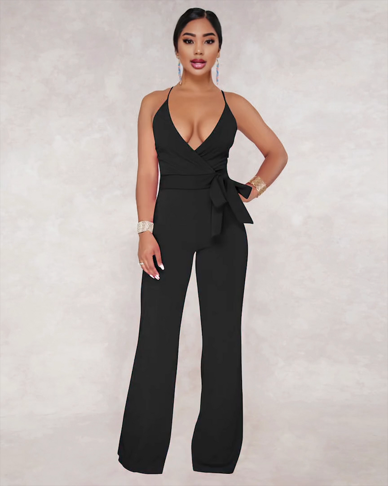 Elegant Sweetheart Neck Slit Jumpsuit main image 1
