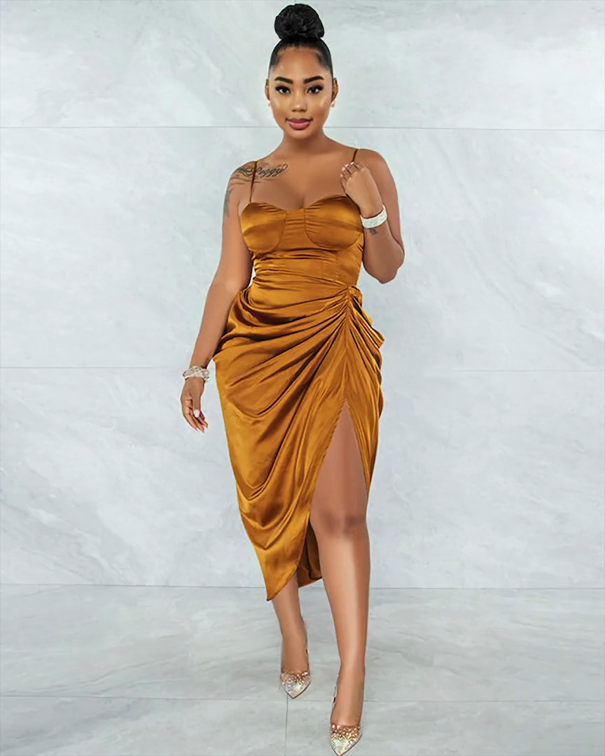 SATIN BALCONY CORSET DRESS
