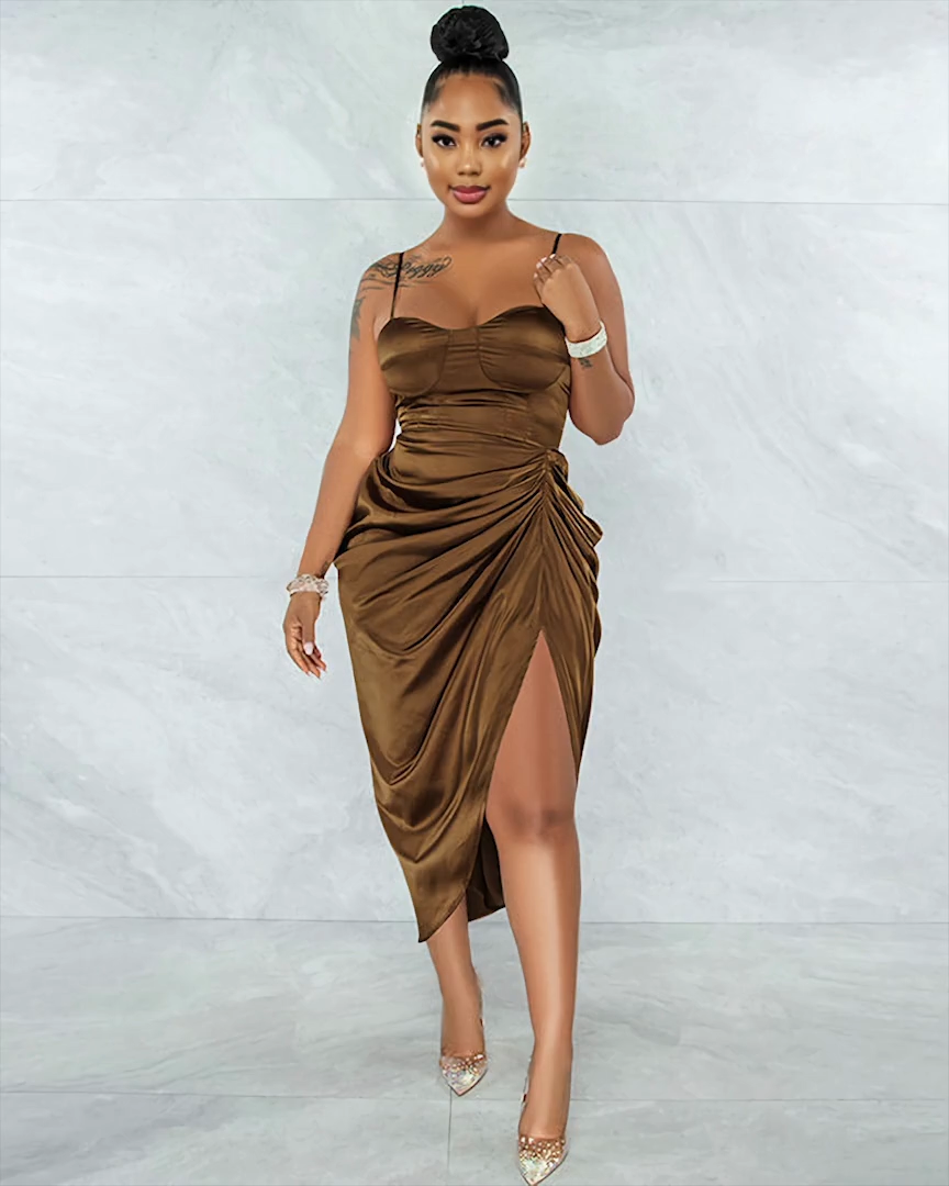 SATIN BALCONY CORSET DRESS