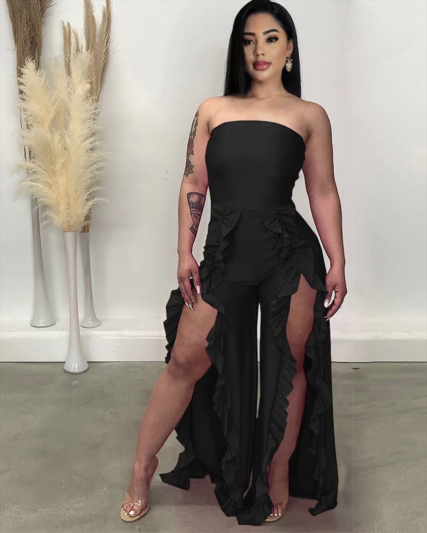 Wrap Chest Ruffled Jumpsuit