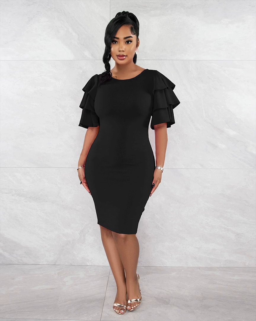 Ruffle sleeve dress – Sassy2