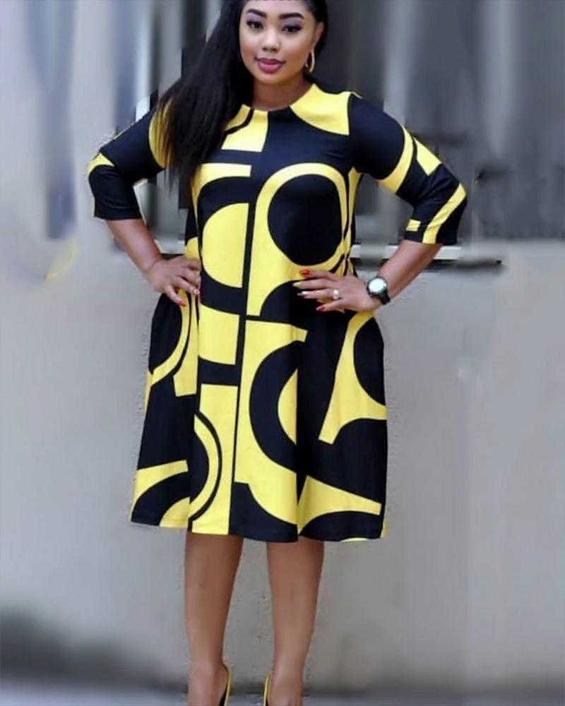 PLUS SIZE A LINE PRINT DRESS Sassy2