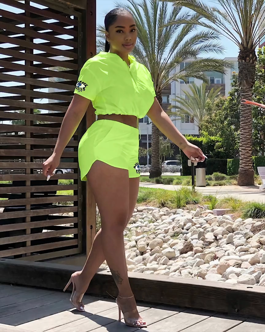 Solid Color Shorts Set