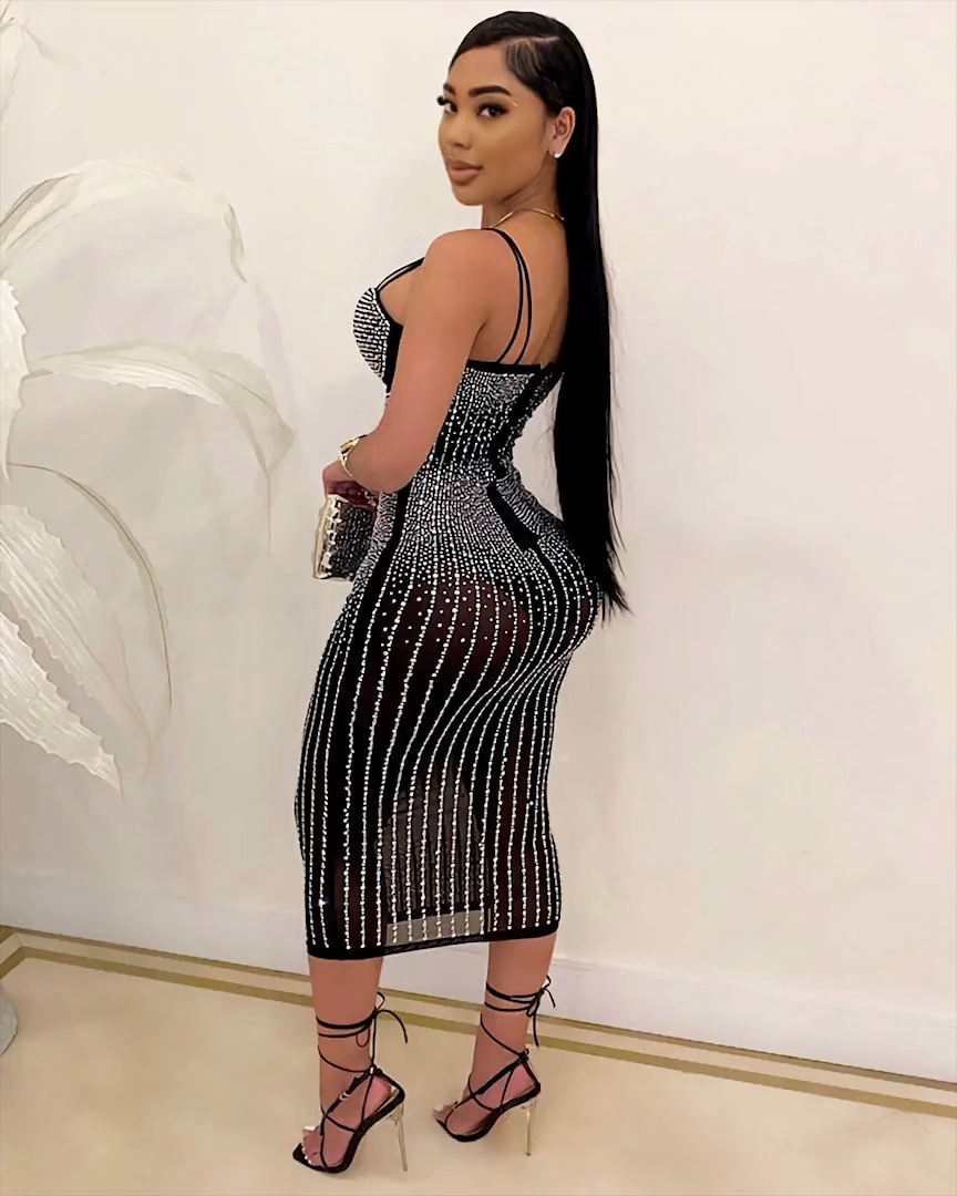 Victoriana Mesh Rhinestones Dress