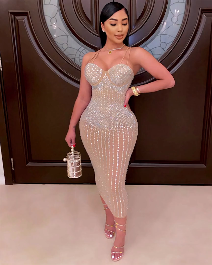 Victoriana Mesh Rhinestones Dress
