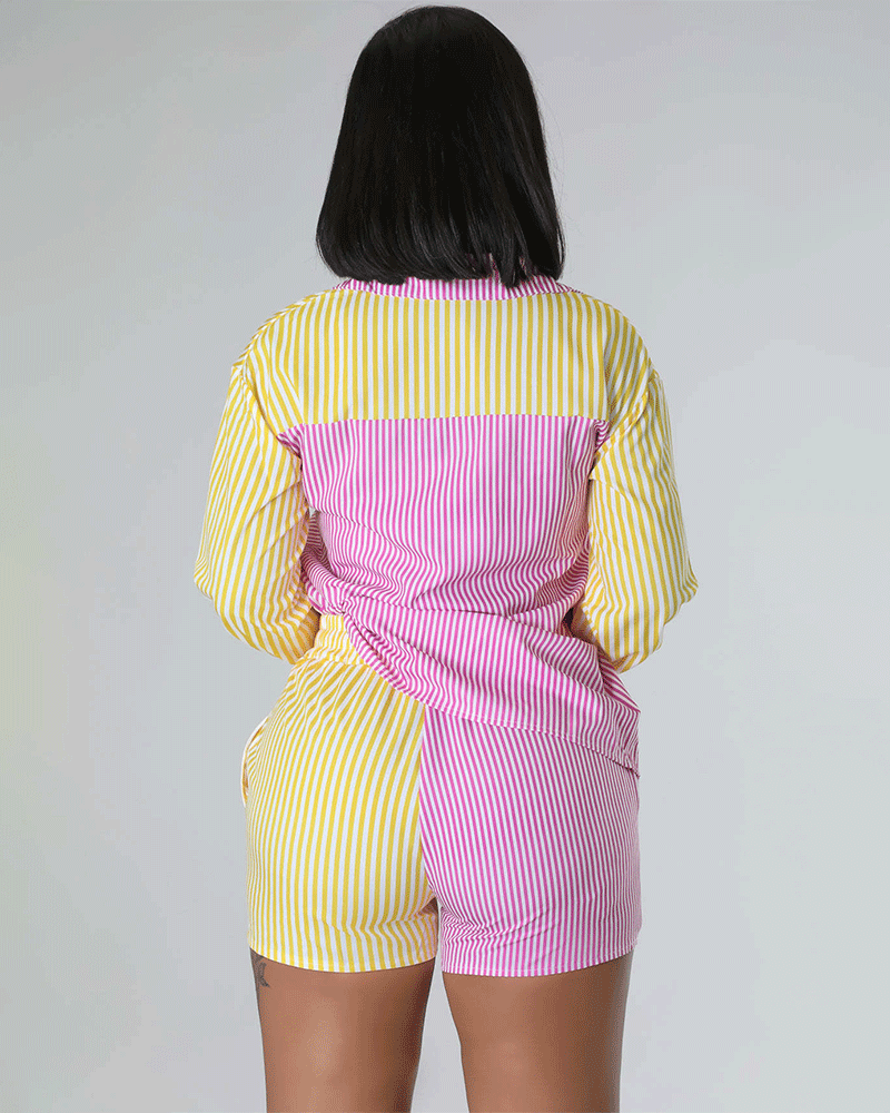 GOOD GIRLY STRIPE short PANTS SET