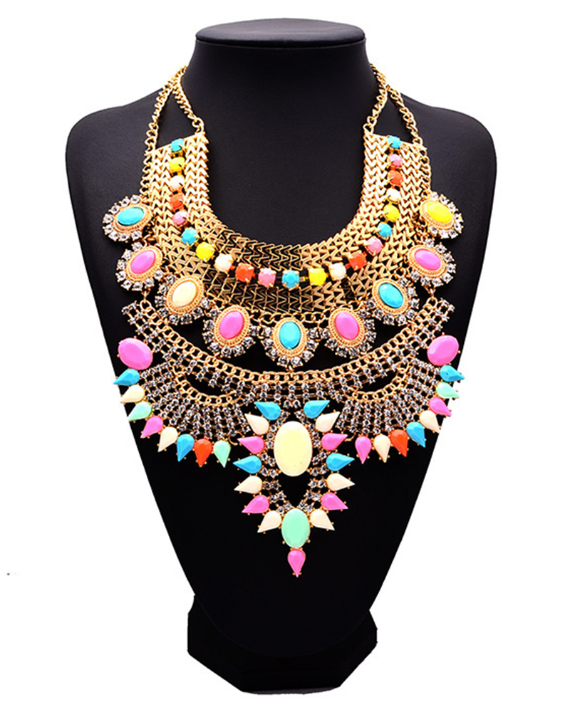 Floral Jeweled Choker Necklace