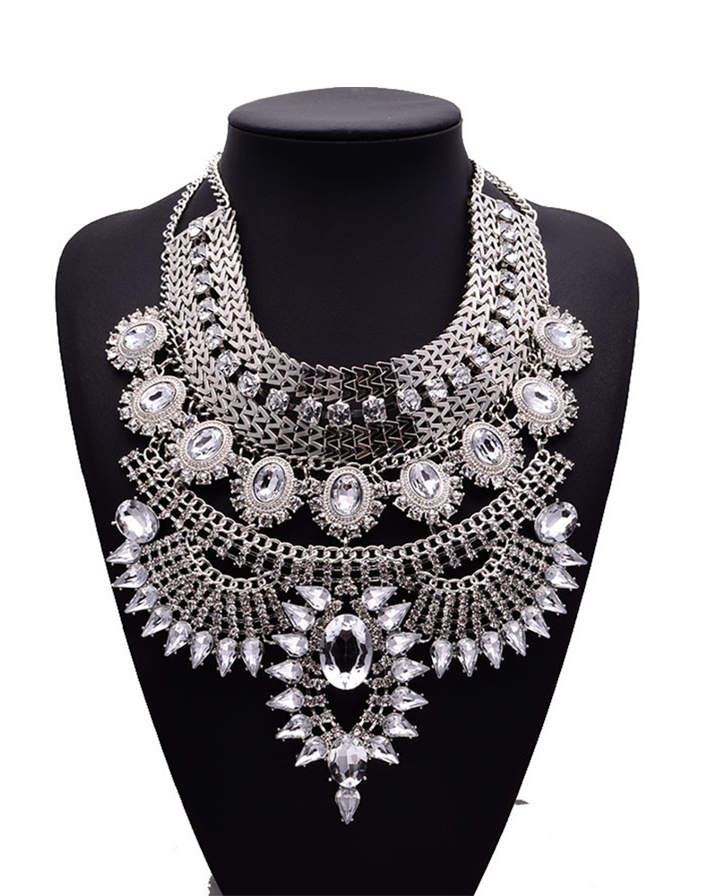 Floral Jeweled Choker Necklace