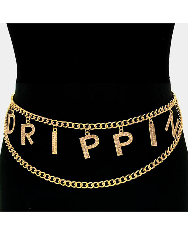 Drippin Rhinestone Chain Belt